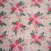Poinsettia de Noël rosé 80 % coton 20 % polyester 140 cm de large Tissu imprimé numériquement Crafty Cottons Idéal pour l'artisanat, la couture, le matelassage, les fanions, le patchwork